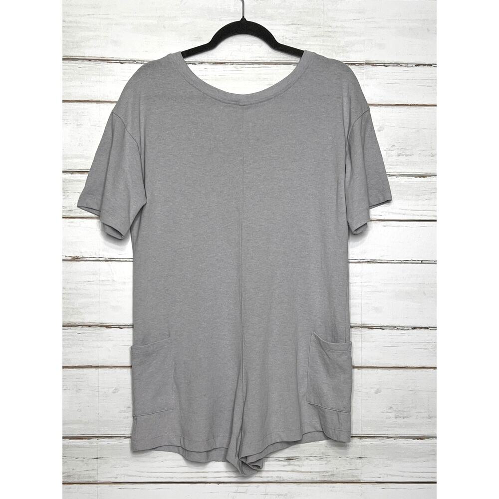 Zenana Gray Short Sleeve Two Way Romper with Pockets Size Small